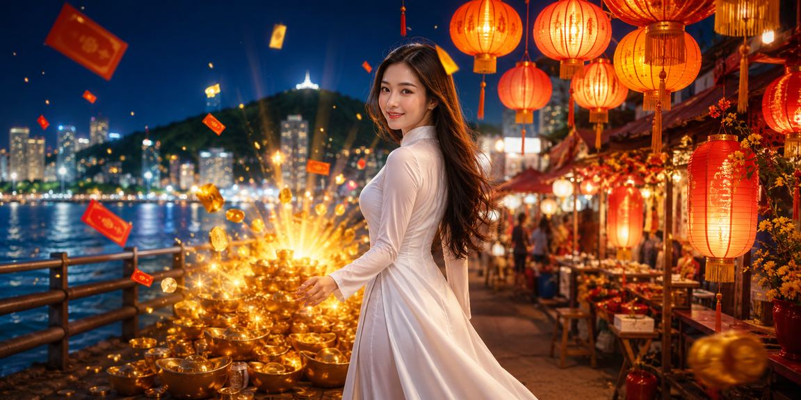 Khung cảnh Vũng Tàu với phong cách giải trí lễ hội và áo dài Việt Nam